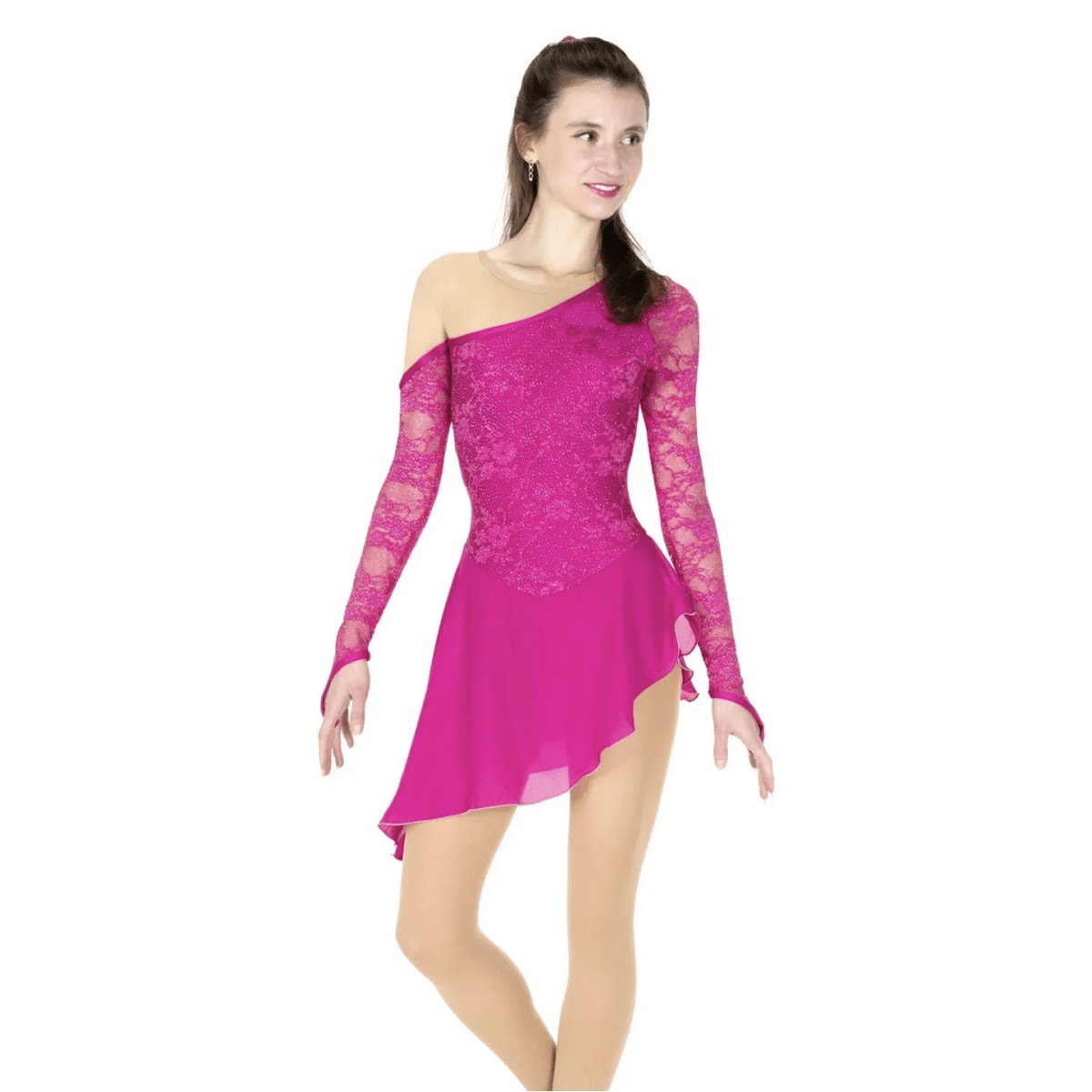 220 Bare Shoulder Dress Deep Pink - Tinas Figure Skating Shop