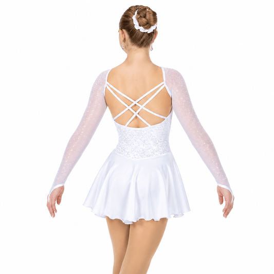 539 Sequins & Satin Dress – Silver Snow - Tinas Figure Skating Shop