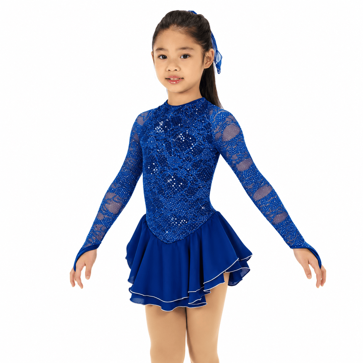 609 Sequin Lining Dress Royal blue - Tinas Figure Skating Shop
