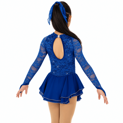 609 Sequin Lining Dress Royal blue - Tinas Figure Skating Shop