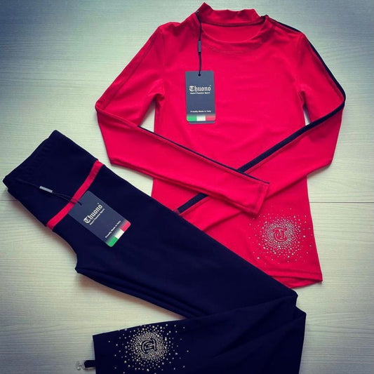 Loop Leggins Luxury Big Crystal Logo - Red