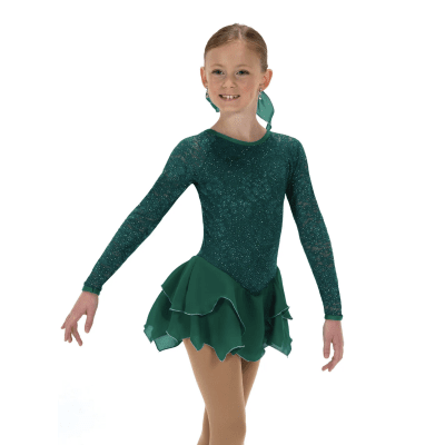 Tulip Lace Dress – Emerald Green - Tinas Figure Skating Shop