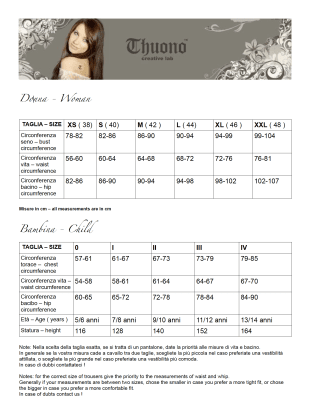 Thouno Storlekstabell